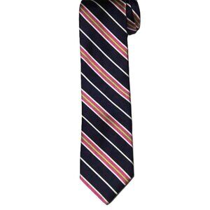NWOT H. Stockton Italian Silk Repp Stripe Tie Blue Pink Green White Men's
